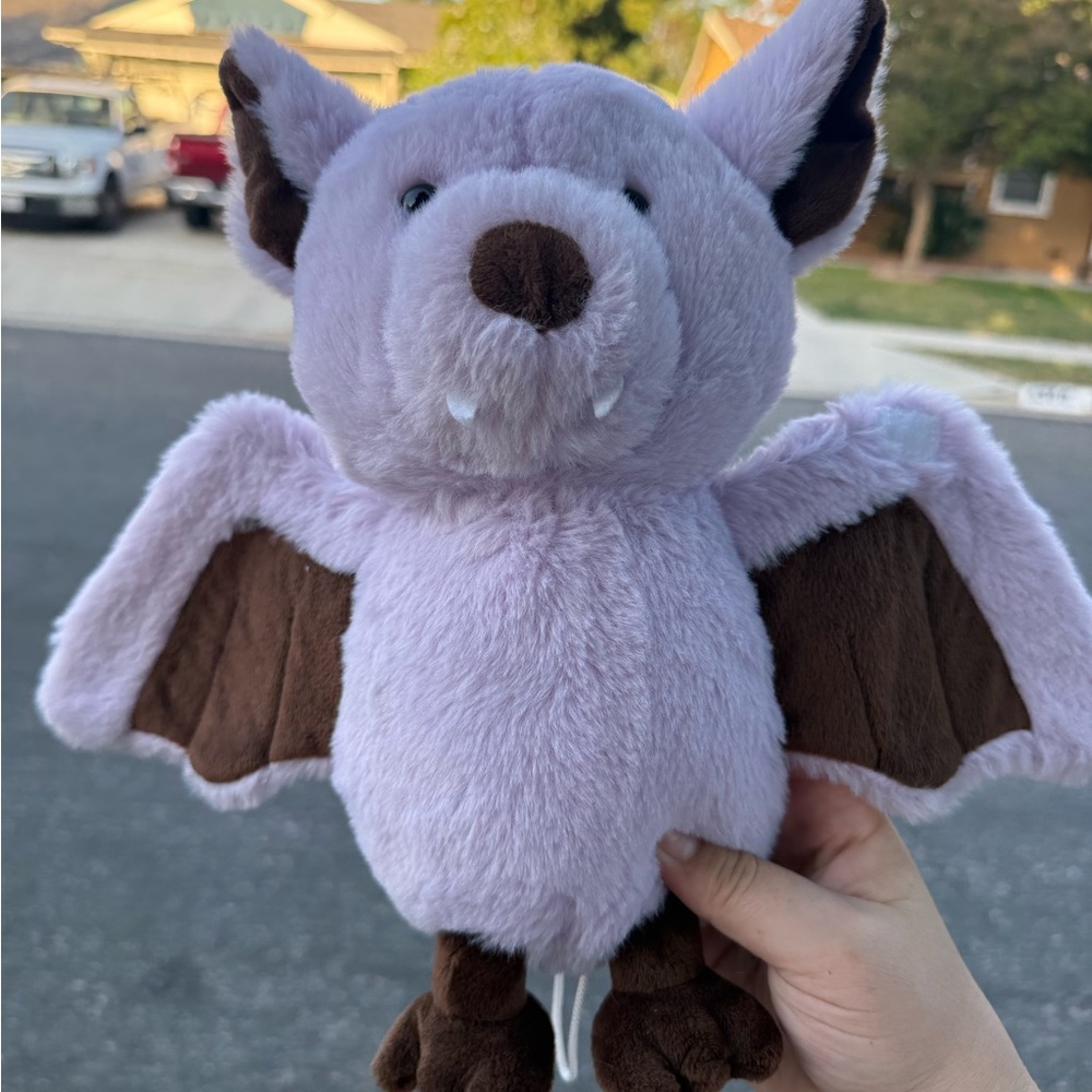Plush Bat Toy in Purple and Brown